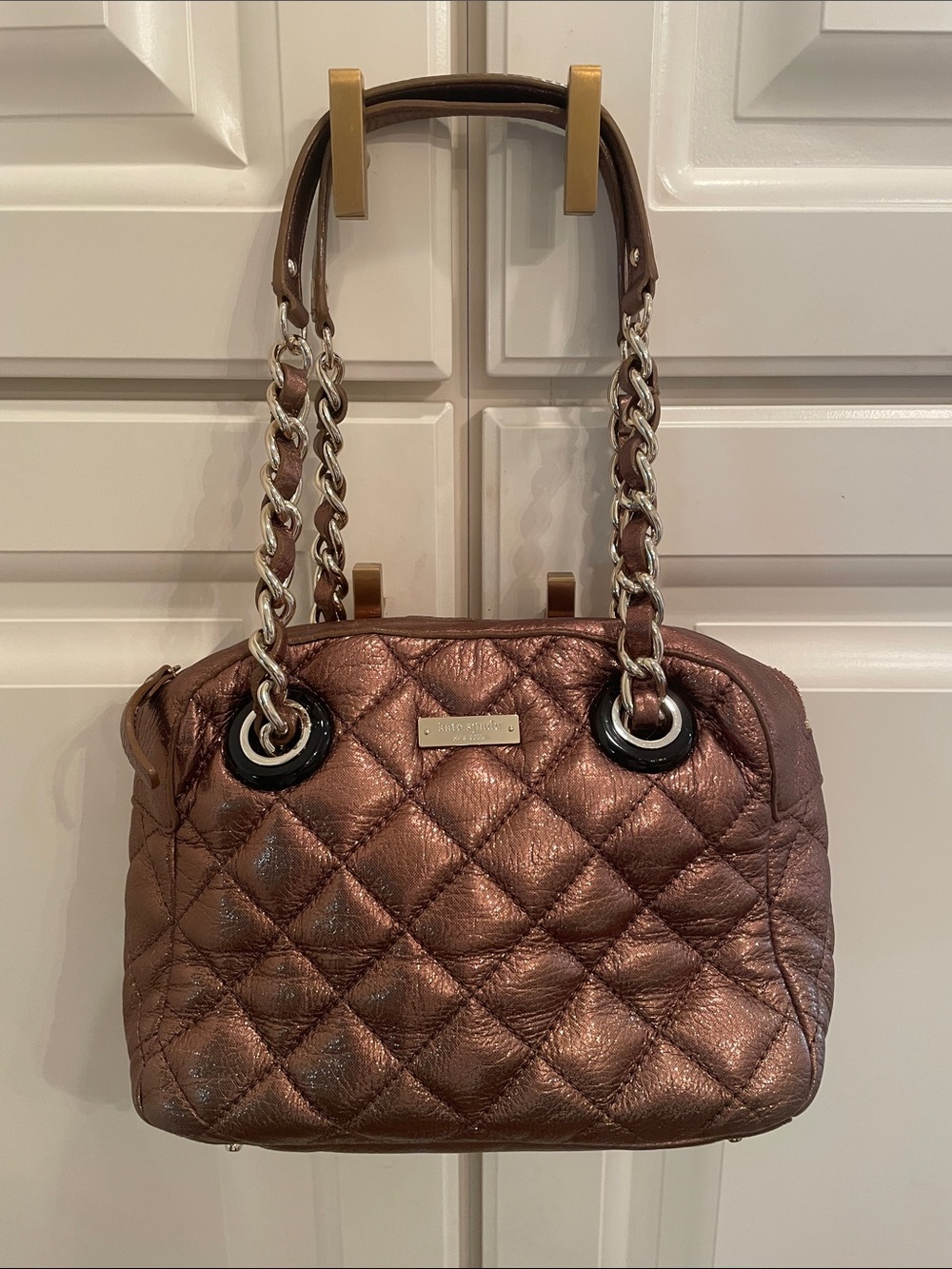 Kate Spade NWOT bronze quilted Margot bag